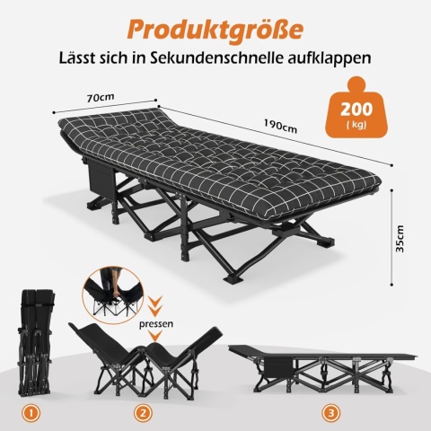 Atorpok składane łóżko kempingowe 200kg