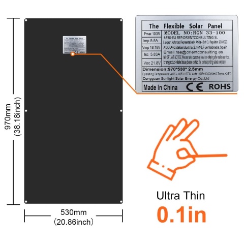 Aysolar 100 Watt 12 Volt Elastyczny Panel Słoneczny ETFE Monokrystaliczny