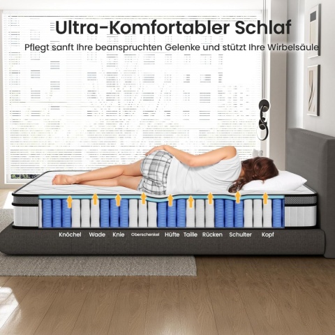 BedStory Materac 160 x 200 cm, materac sprężynowy H3, wysokość 20 cm