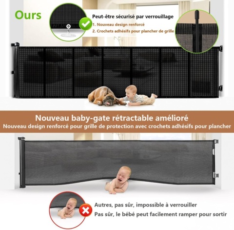 Bramka ochronna na schody, przegroda 300cm wysokość 84cm