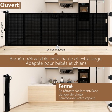 Bramka ochronna na schody, przegroda 300cm wysokość 84cm