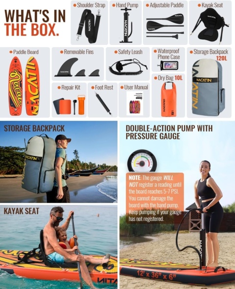 DESKA SUP pompowana z wiosłem WATTSUP paddle board F12 12' 366 cm