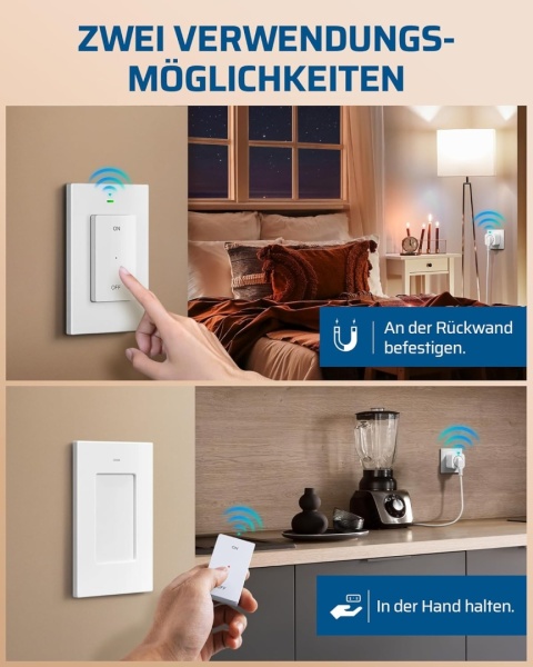 DEWENWILS Gniazda radiowe z pilotem zdalnego sterowania, 16 A, 3680 W