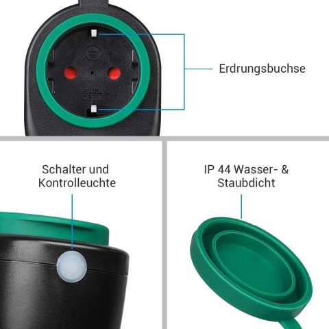 DEWENWILS Gniazdko wtykowe WLAN IP44, 3680 W, inteligentne Alexa, Google