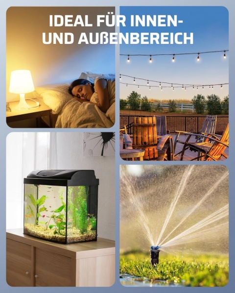 DEWENWILS Gniazdko wtykowe WLAN IP44, 3680 W, inteligentne Alexa, Google