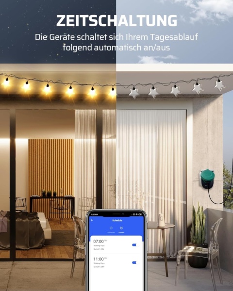 DEWENWILS Gniazdko wtykowe WLAN IP44, 3680 W, inteligentne Alexa, Google