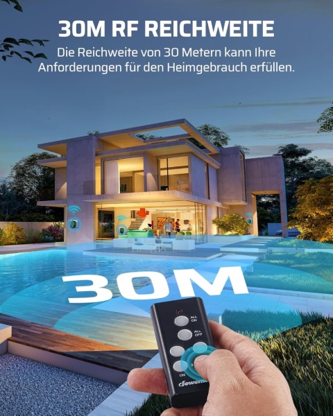 DEWENWILS Gniazda radiowe z pilotem zdalnego sterowania, zewnętrzne, 16 A, 3680 W, IP44