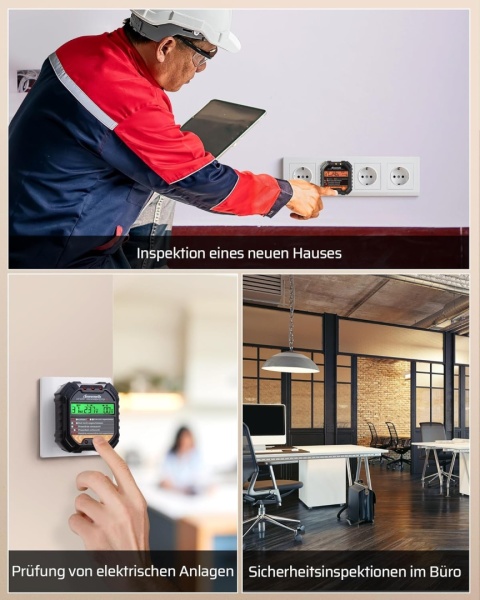 DEWENWILS Tester gniazd z kontrolą RCD i wyświetlaczem napięcia LCD