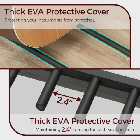 Dwupoziomowy Stojak na Gitarę z Półką metal i drewno