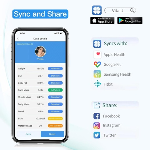 ELEKTRONICZNA WAGA ŁAZIENKOWA INTELIGENTNA BLUETOOTH APLIKACJA PARAMETRÓW