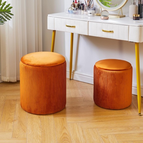 IBUYKE zestaw otomanów, aksamitny nowoczesny wyściełany stolik kawowy, podnóżek