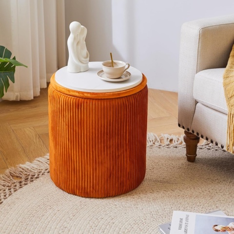 IBUYKE zestaw otomanów, aksamitny nowoczesny wyściełany stolik kawowy, podnóżek