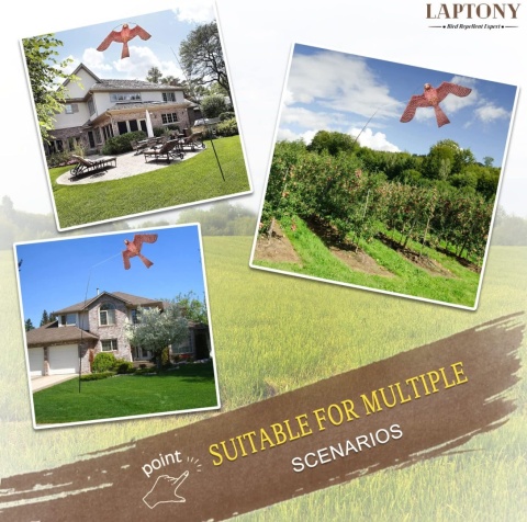 Laptony latawiec strach na wróble ptak do ogrodu pola odstraszacz ptaków