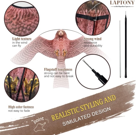 Laptony latawiec strach na wróble ptak do ogrodu pola odstraszacz ptaków