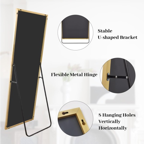 Lustro Koonmi stojące prostokąt rama metal 60x165 cm