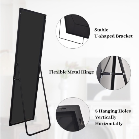 Lustro Koonmi stojące prostokąt rama metal 50x160 cm