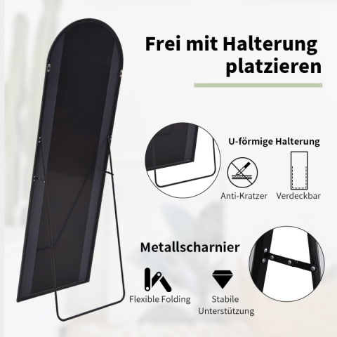 Lustro Koonmi stojące prostokąt rama metal czarne 45 x 147 cm