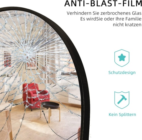 Lustro Koonmi stojące prostokąt rama metal czarne 45 x 147 cm