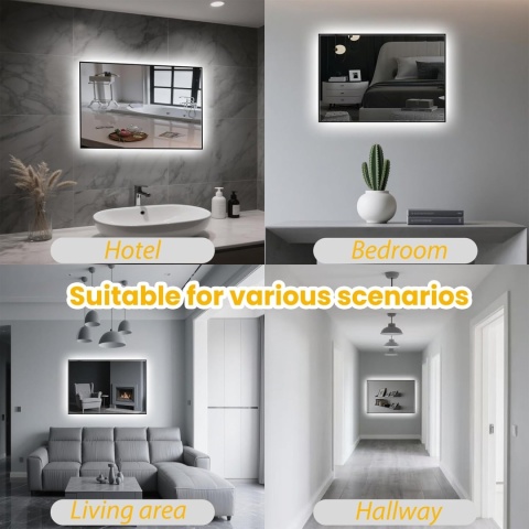 Lustro łazienkowe ze światłem LED 45 x 65 cm, z podświetleniem