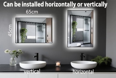Lustro łazienkowe ze światłem LED 45 x 65 cm, z podświetleniem