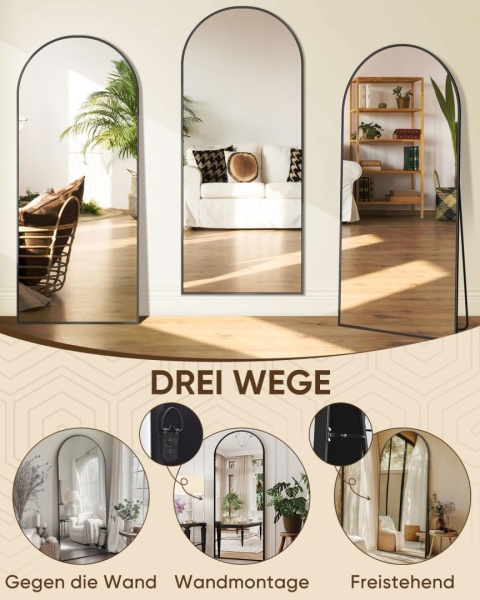 Lustro stojące prostokąt rama metal 163 x 53 cm,