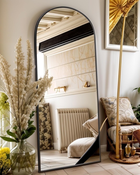 Lustro stojące prostokąt rama metal 163 x 53 cm,