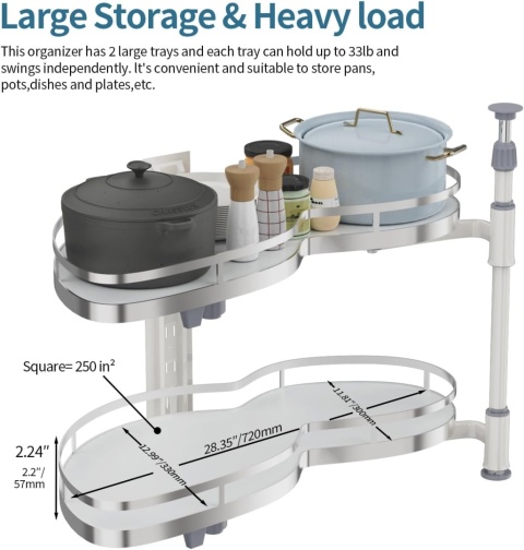 MAGIC CORNER KOSZ WYSUWANY CARGO NAROŻNY PRAWY NERKA HAMULEC DOCIĄG 800 mm