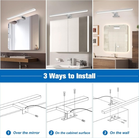 NIORSUN Lampa łazienkowa LED, 18 W, 80 cm, temperatura 4000 K, 6000 K