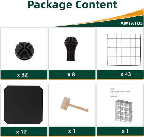 ORGANIZER PÓŁKA MODUŁOWA SZAFKA 12 SZEŚCIANÓW REGAŁ CZARNY AWTATOS R15