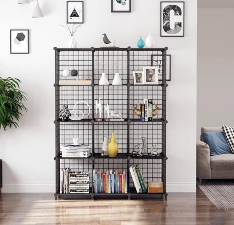 ORGANIZER PÓŁKA MODUŁOWA SZAFKA 12 SZEŚCIANÓW REGAŁ CZARNY AWTATOS R15