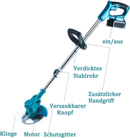 Podkaszarka elektryczna z 2 akumulatorami 4,0 Ah zestaw xxl