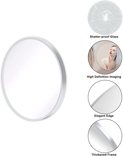 Produkt bez nazwDripex Okrągłe Lustro Ścienne 50 cm aluminiowa rama