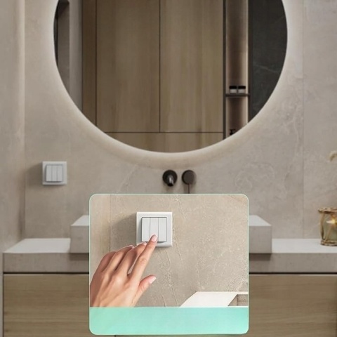 Lustro Łazienkowe GIMBELEN Z Oświetleniem LED Okrągłe Funkcja Pamięci 50 Cm