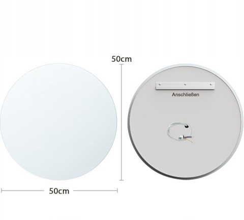 Lustro Łazienkowe GIMBELEN Z Oświetleniem LED Okrągłe Funkcja Pamięci 50 Cm