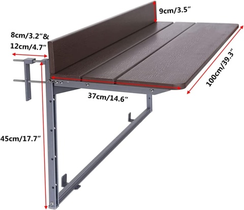 STOLIK BALKONOWY SKŁADANY NA BALKON TARAS BALUSTRADĘ WISZĄCY REGULOWANY