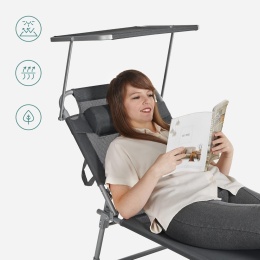 Songmics Leżak z Daszkiem, Szary, 193 x 30 x 62 cm