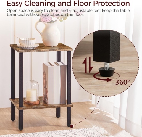 Stolik Kawowy Stolik Nocny z Półkami Industrialny Loft Sonoma