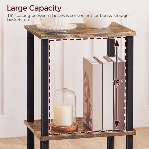 Stolik Kawowy Stolik Nocny z Półkami Industrialny Loft Sonoma