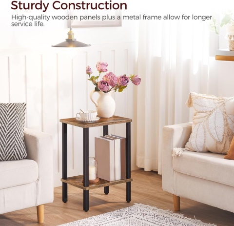 Stolik Kawowy Stolik Nocny z Półkami Industrialny Loft Sonoma