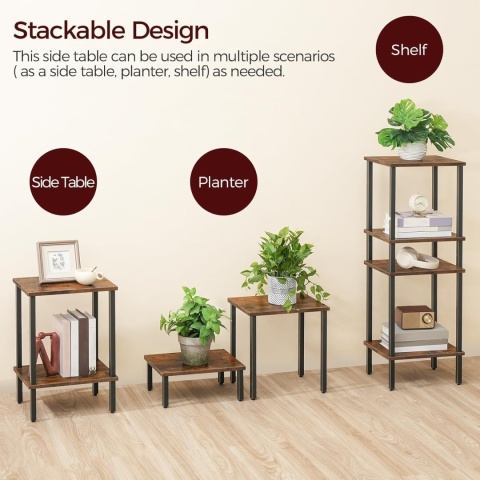 Stolik Kawowy Stolik Nocny z Półkami Industrialny Loft Sonoma