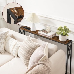 Wąska konsola z gniazdem i portem USB, stolik pomocniczy, zestaw 2 sztuki