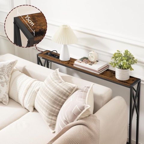 Wąska konsola z gniazdem i portem USB, stolik pomocniczy, zestaw 2 sztuki