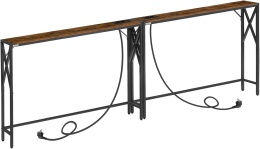 Wąska konsola z gniazdem i portem USB, stolik pomocniczy, zestaw 2 sztuki