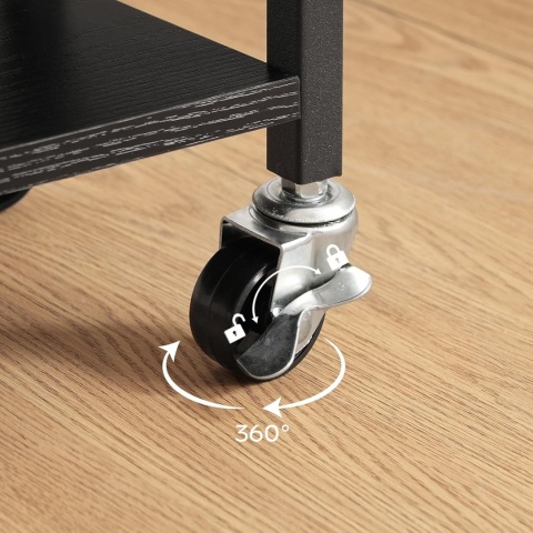 Wózek do serwowania na kółkach, wózek z 4 poziomami drewno i metal