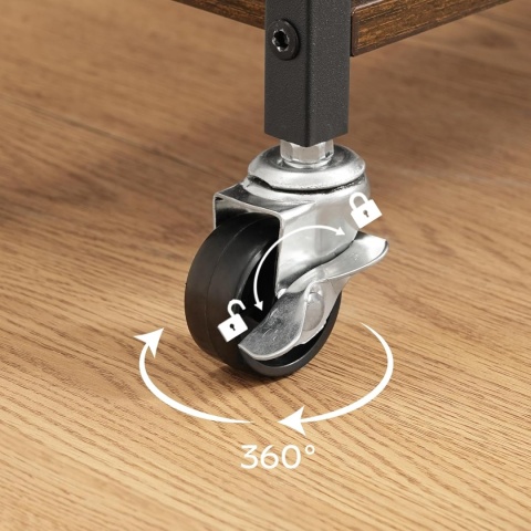 Wózek do serwowania na kółkach, wózek z 4 poziomami drewno i metal