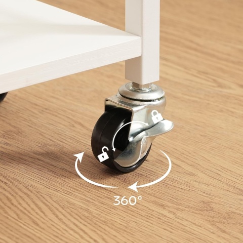 Wózek do serwowania na kółkach, wózek z 4 poziomami drewno i metal