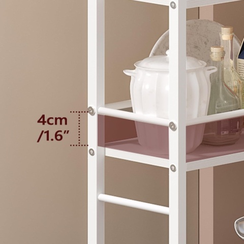 Wózek do serwowania na kółkach, wózek z 4 poziomami drewno i metal