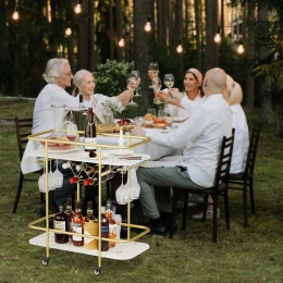 Wózek kuchenny z blatem roboczym, szafką, półkami regał na wino