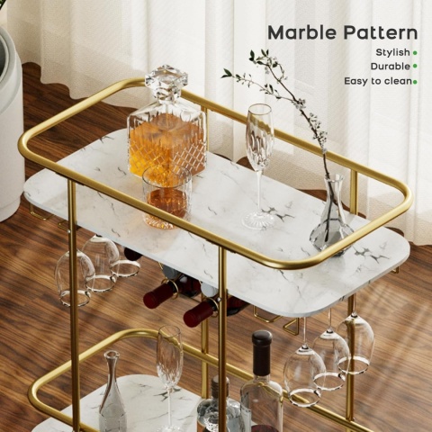 Wózek kuchenny z blatem roboczym, szafką, półkami regał na wino