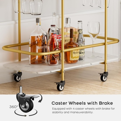 Wózek kuchenny z blatem roboczym, szafką, półkami regał na wino